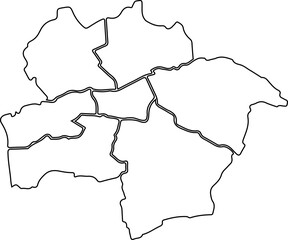 White flat blank vector administrative map of HAMM, GERMANY with black border lines of its districts