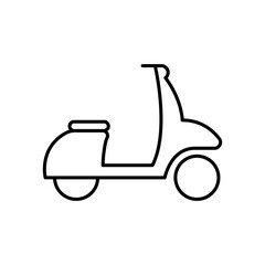 Black Scooter Line Icon. Moped, Motorbike, Motorcycle Linear Pictogram. Modern Motorcycle for Delivery Service Outline Icon. Moto Transport Sign. Editable Stroke. Isolated Vector Illustration