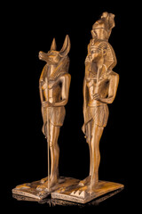 Statue of ancient Egyptian god Anubis in black