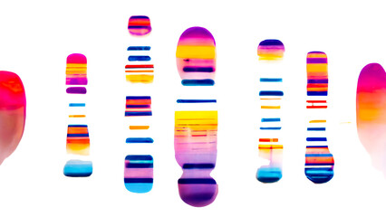 Colorful electrophoresis DNA analysis, identifying mutations, checking proteins along the DNA chain   3d rendering