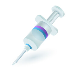 Empty medical syringe 3D icon. Injection or vaccine syringe 3D vector illustration on white background. Medicine, health, healthcare, vaccination, coronavirus concept