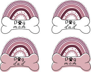Rainbow set with bone, dog parents