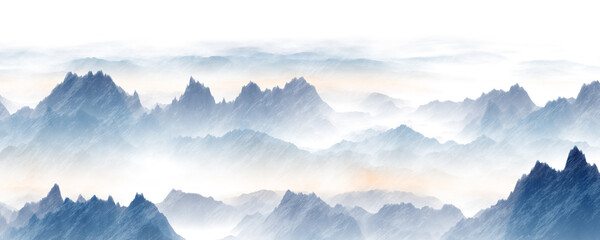 mountains in the fog