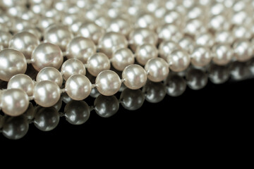 Pearl necklace black white elegant image on black