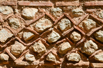 Stone wall at the archaeological site of Delfi in Greece