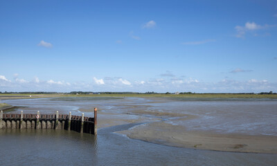 Low tide at Schiermonnikoog waddeneiland. Netherlands. Waddenzee. Coast