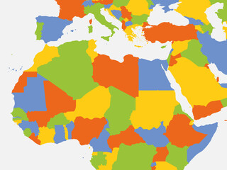Fototapeta premium Political map of northern Africa