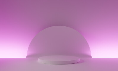 Studio Scene Setup with Pedestal for Cutout Product, Pink Light