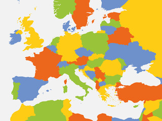 Fototapeta na wymiar Political map of Europe continent