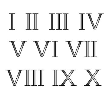 Roman numerals isolated on a white background