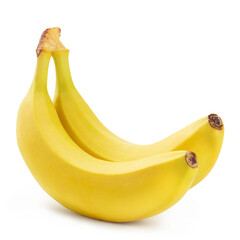 Two delicious bananas, isolated on white background - obrazy, fototapety, plakaty