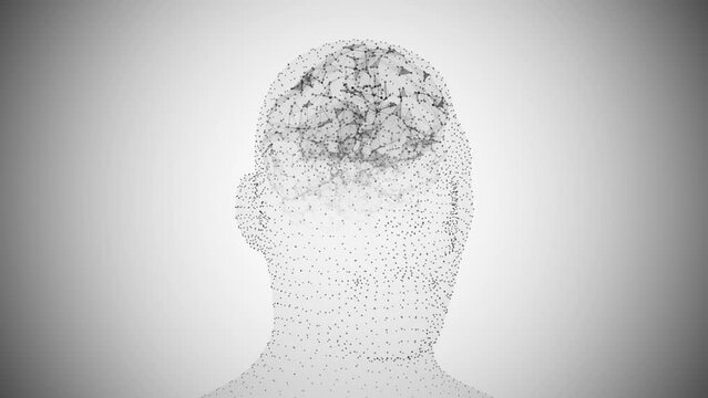 Abstract human body with brains spinning animation  background. You can use it for a technology, science, stage, communication or social media background.
