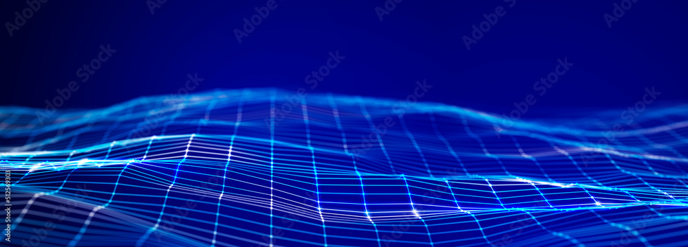 Aufkleber Digital technology background. Network connection dots and lines. Futuristic background for presentation design. 3d