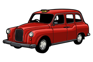 Classic london taxi car vector illustration - obrazy, fototapety, plakaty