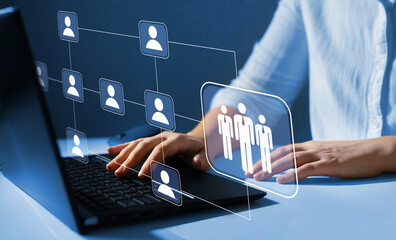 Scheme of hierarchy management of corporate and processing management.Business process and workflow automation with flowchart. 