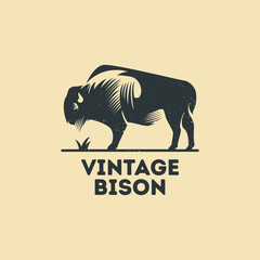 Obraz premium Vintage Bison Logo