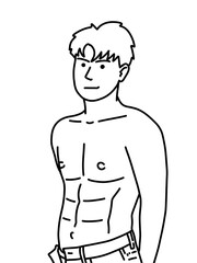 Fototapeta premium black and white of cute man cartoon for coloring