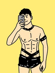 Fototapeta premium cute man cartoon on yellow background