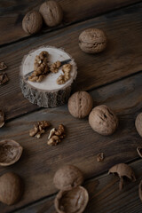 walnuts on wooden background