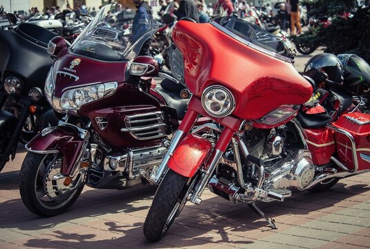 Nice Harley Davidson bike close up at 18 Anniversary of Crazy Hohols MFC Ukraine Kiev september 2018