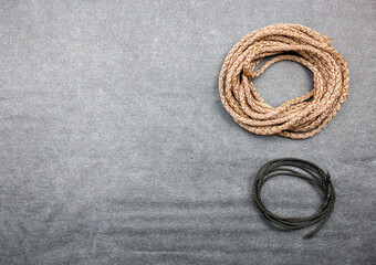 Rope with place for text. Coil of twisted rope.Rope idea concept.
