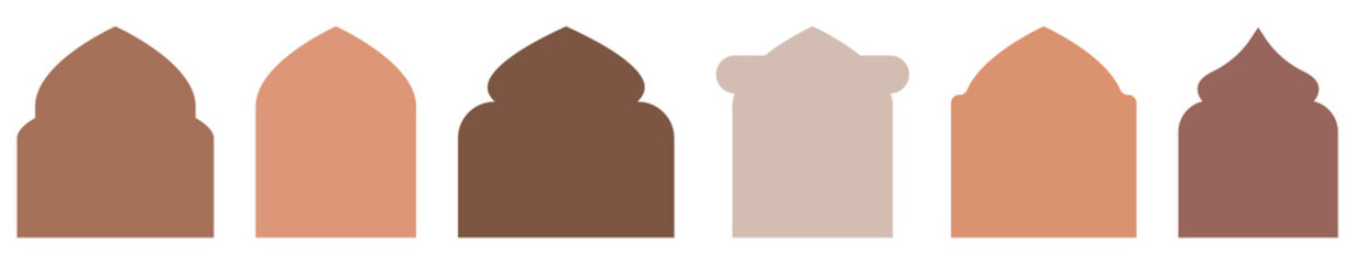 Set of oriental style windows and arches. Vector illustration