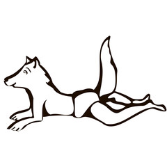 Children baby in Halloween animal costumes set. funny cute baby cartoons. a small child in a cute werewolf costume is lying on the floor. Vector illustration