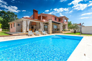Croatia, Istria, Pula, holiday house with garden and pool - obrazy, fototapety, plakaty