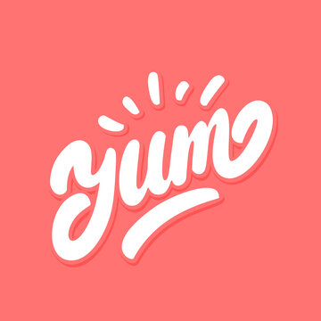 Yum. Yummy word. Vector lettering.