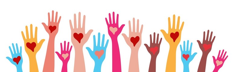 Hand with heart vector. Help, donations concept illustration. A person gives support, a heart.