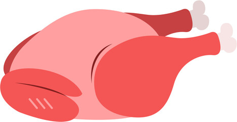 Fresh Whole Chicken Meat Cartoon Vector Illustration Element