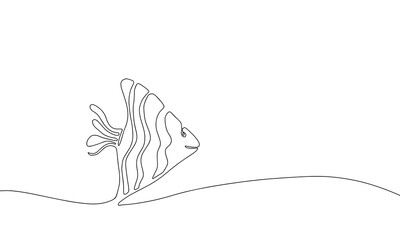 Fish in continuous line drawing style. Minimalist black linear sketch on a white background. Vector illustration
