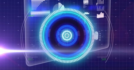 Image of processing circle moving over scientific graph and data