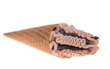 ice cream in waffle cone isolated
