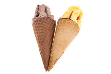 ice cream in waffle cone isolated