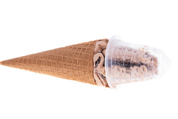 ice cream in waffle cone isolated