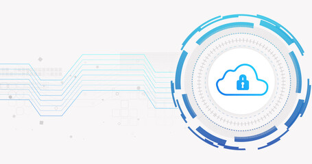 Obraz premium Image of network of connections and cloud with padlock on white background
