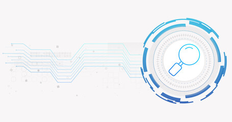 Obraz premium Image of network of connections and reading glass on white background