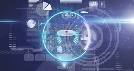 Image of processing circle on scientific graph and data