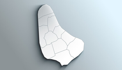 Modern White Map of Barbados with Parishes with Counties With Shadow
