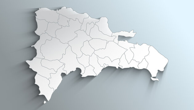 Modern White Map of Dominican Republic with Provinces with Counties With Shadow