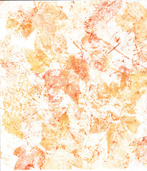 落ち葉スタンプ　紅葉した葉の版画　壁紙　背景