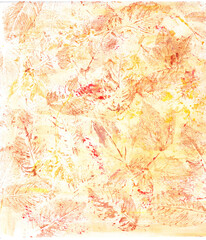 落ち葉スタンプ　紅葉した葉の版画　壁紙　背景