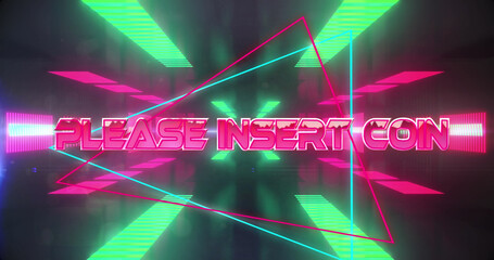 Image of please insert coin text over moving digital tunnel