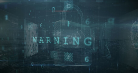 Image of cyber attack warning over data processing