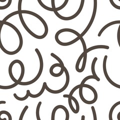 Abstract seamless pattern on white background. Doodle sea wallpaper. Line art waves print.