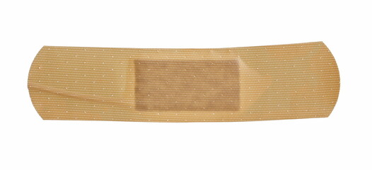 Adhesive bandage isolated on white, top view
