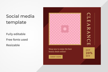 Fototapeta premium Premium sale discount announce shopping promo squared copy space social media post template vector