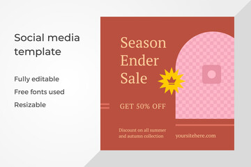 Seasonal sale discount shopping special offer crown explosion arch social media post template vector