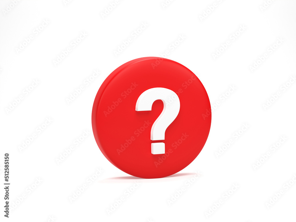 Poster 3d rendering, 3d illustration. question mark icon isolated on white. business support. faq and qa co